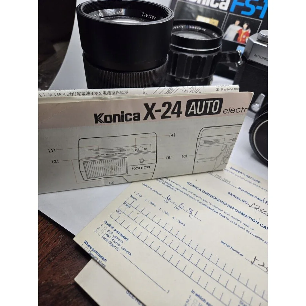 Konica Autoreflex T 35mm Film Camera Samigon 55mm From JAPAN 2x Addl Lens Flash
